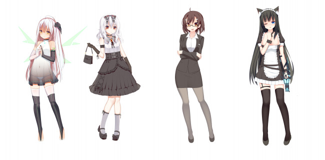 Обои картинки фото аниме, unknown,  другое, девушки, взгляд, фон