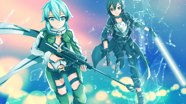 Обои картинки фото аниме, sword art online, девушка, взгляд, фон