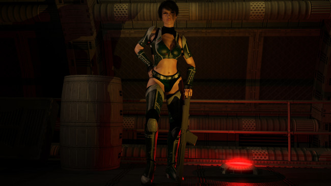 Обои картинки фото 3д графика, фантазия , fantasy, девушка, взгляд, фон, оружие