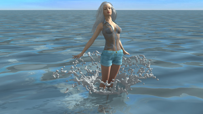 Обои картинки фото 3д графика, люди , people, взгляд, девушка, фон