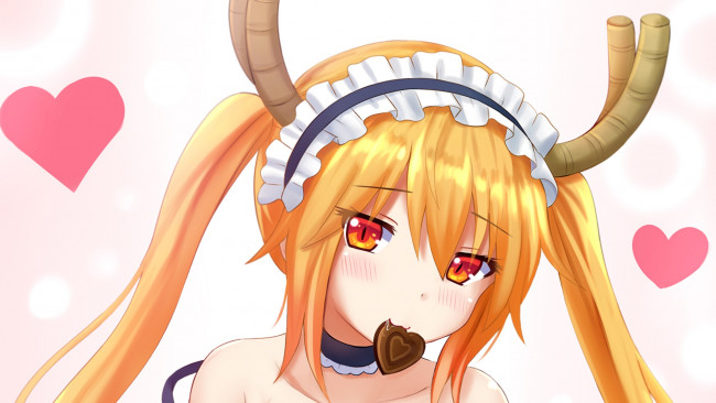 Обои картинки фото аниме, miss kobayashi`s dragon maid, девушка, взгляд, фон