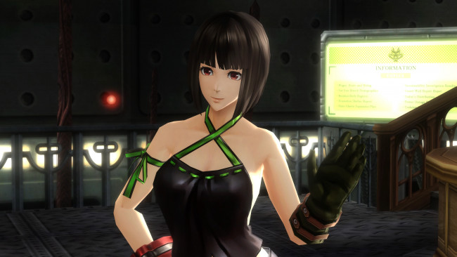 Обои картинки фото god eater, аниме, девушка, взгляд, фон