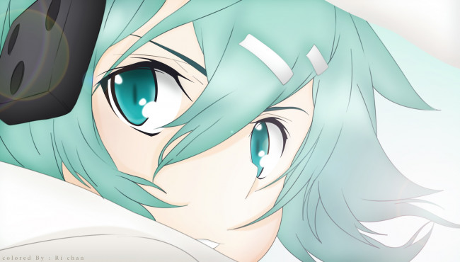 Обои картинки фото аниме, sword art online, девушка, взгляд, фон