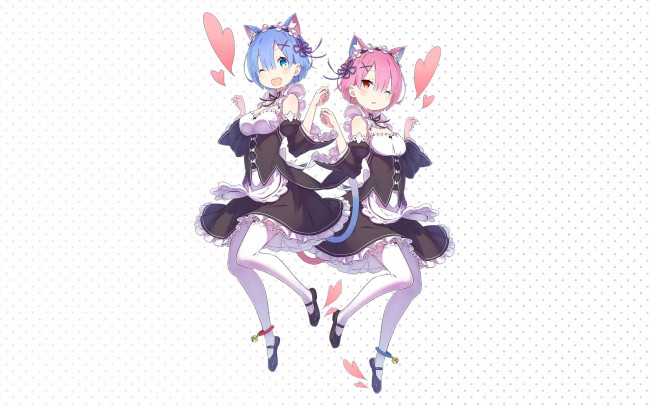 Обои картинки фото аниме, re,  zero kara hajimeru isekai seikatsu, девушки, фон, взгляд
