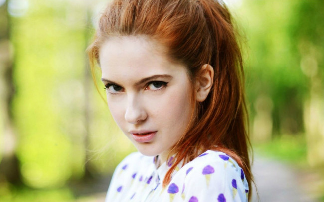 Обои картинки фото девушки, ebba zingmark, взгляд, лицо, рыжая