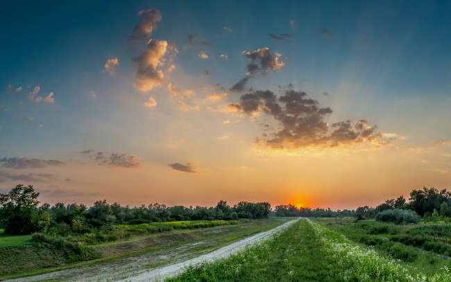 Обои картинки фото природа, дороги, рассвет