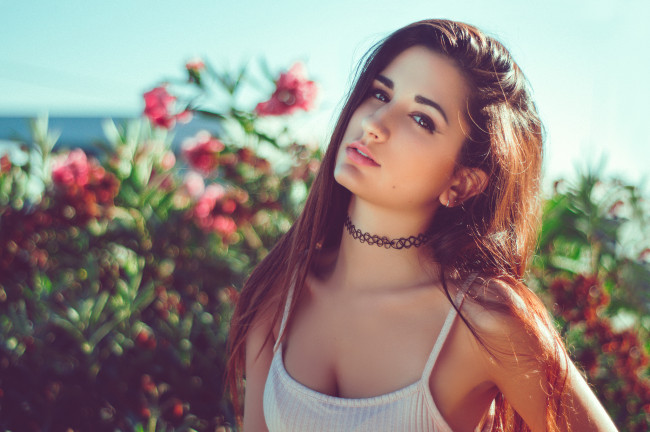 Обои картинки фото девушки, -unsort , брюнетки,  шатенки, взгляд, лицо