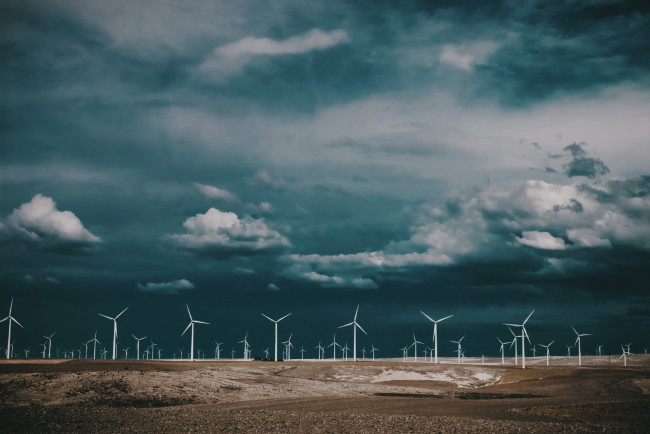 Обои картинки фото разное, мельницы, поле, ветряки, облака