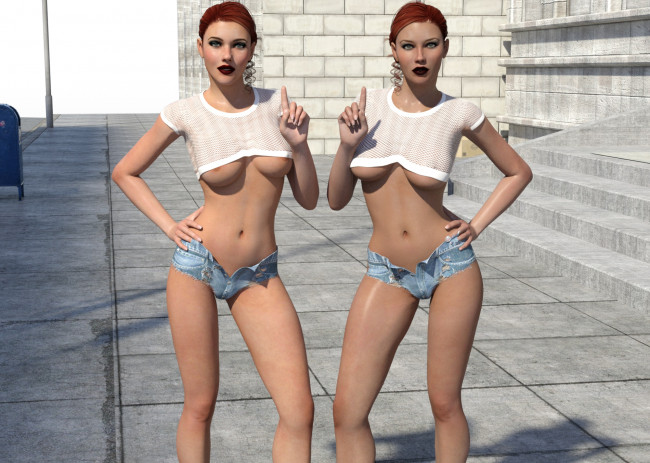 Обои картинки фото 3д графика, люди , people, девушки, взгляд, фон