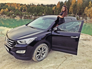 Картинка девушка+и+hyundai+santa+fe+2013 автомобили -авто+с+девушками хендай девушка машина hyundai santa fe 2013