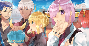 Картинка аниме fate stay+night взгляд девушки фон