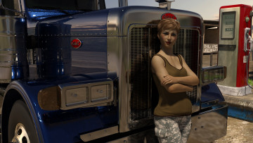 Картинка 3д+графика люди-авто мото+ people-+car+ +moto взгляд фон девушка