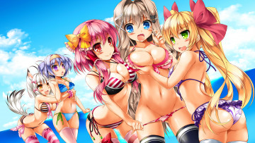 Картинка аниме животные +существа фон взгляд девушки