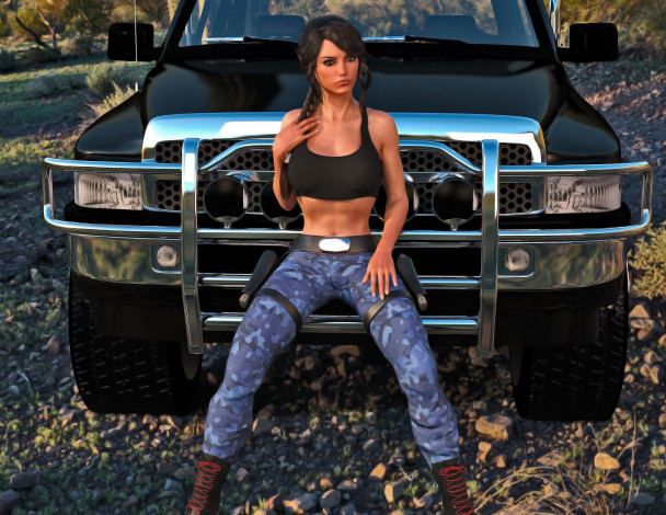 Обои картинки фото 3д графика, люди-авто, мото , people- car ,  moto, фон, взгляд, девушка