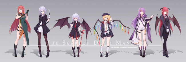 Обои картинки фото аниме, touhou, фон, взгляд, девушки