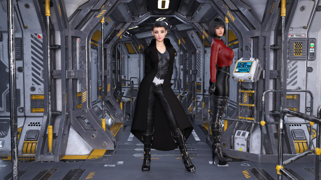 Обои картинки фото 3д графика, фантазия , fantasy, взгляд, фон, девушки