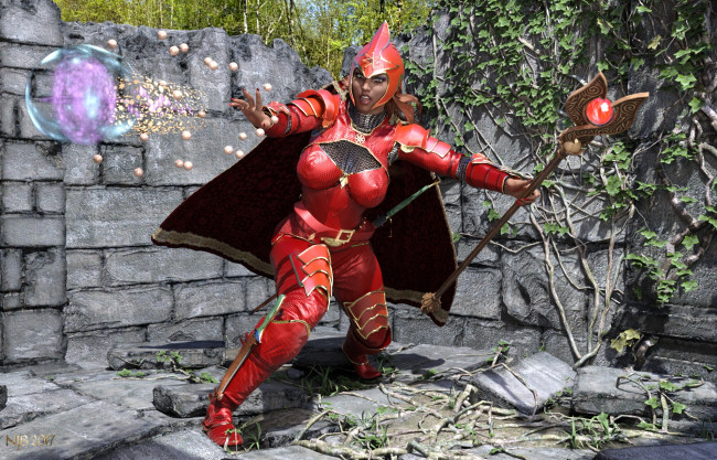 Обои картинки фото 3д графика, фантазия , fantasy, фон, взгляд, девушка