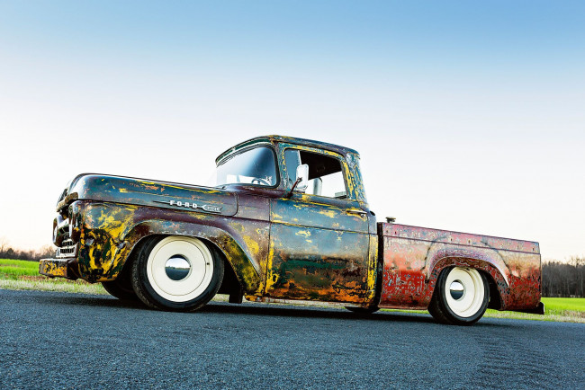 Обои картинки фото 1960-ford-f-100, автомобили, custom pick-up, ford