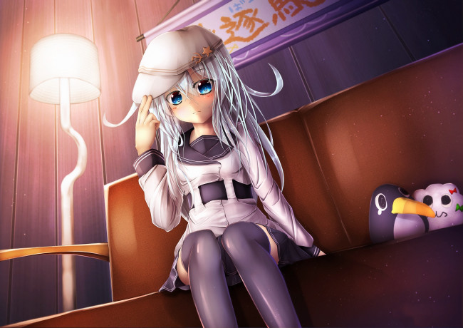 Обои картинки фото аниме, kantai collection, девушка, взгляд, фон