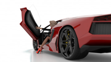 Картинка 3д+графика люди-авто мото+ people-+car+ +moto девушка взгляд фон автомобиль