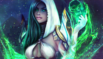 обоя видео игры, guild wars 2, магия, взгляд, фон, девушка