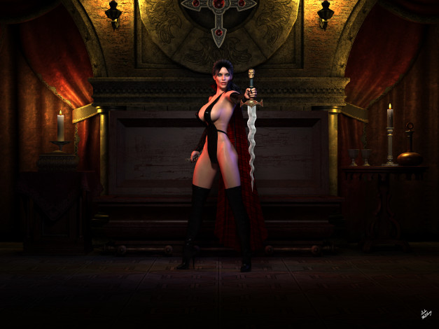 Обои картинки фото 3д графика, фантазия , fantasy, фон, взгляд, девушка