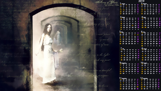 Обои картинки фото календари, фэнтези, проем, девушка