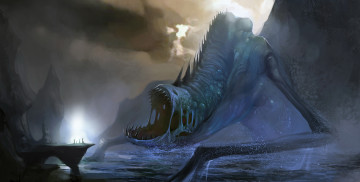 Картинка фэнтези существа существо фон пасть