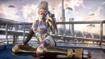 Картинка 3д+графика _science+fiction девушка фон очки униформа