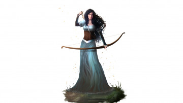 Картинка рисованное комиксы девушка фон взгляд лук стрела