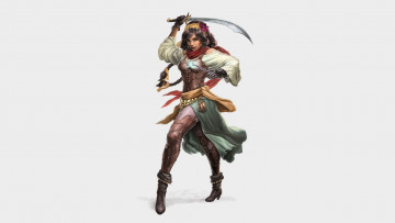 Картинка рисованное люди девушка фон взгляд униформа сабля