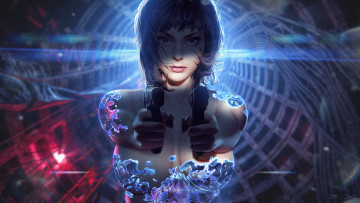 Картинка видео+игры ---другое девушка киборг пистолеты
