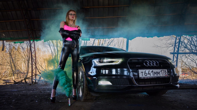 Обои картинки фото автомобили, -авто с девушками, audi