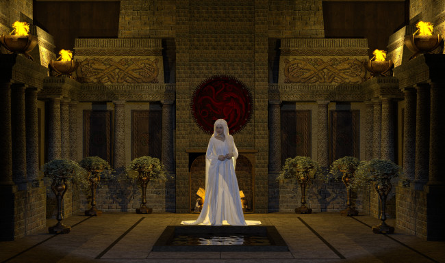 Обои картинки фото 3д графика, фантазия , fantasy, девушка, фон, взгляд, платье