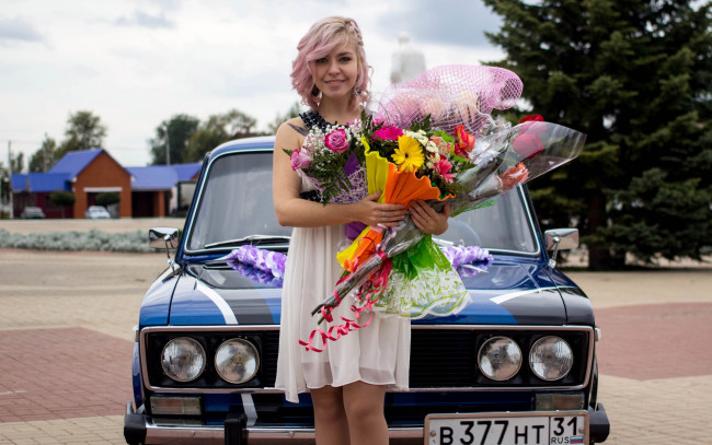 Обои картинки фото автомобили, -авто с девушками, lada, 2106