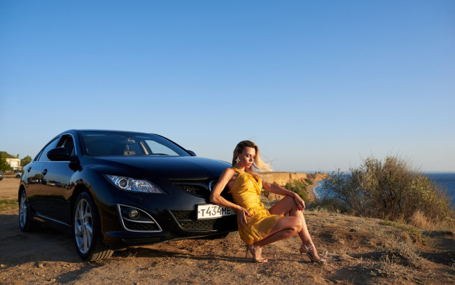 Обои картинки фото автомобили, -авто с девушками, mazda, 6