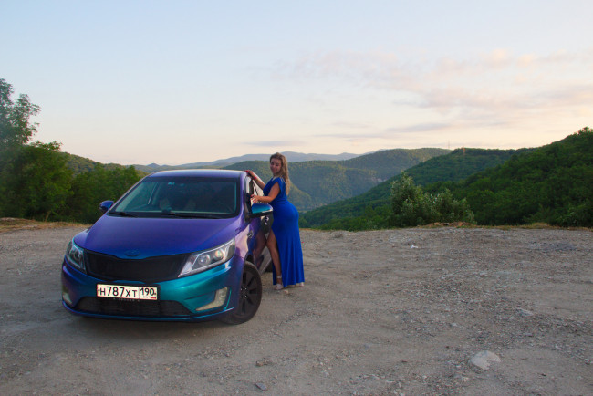 Обои картинки фото автомобили, -авто с девушками, kia, rio