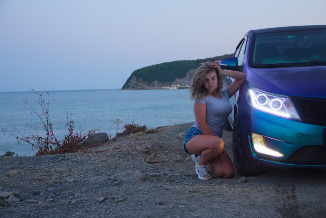 Обои картинки фото автомобили, -авто с девушками, kia, rio