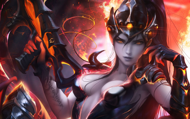 Обои картинки фото видео игры, overwatch, девушка, оружие, магия