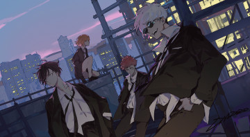 Картинка аниме jujutsu+kaisen компания город крыша