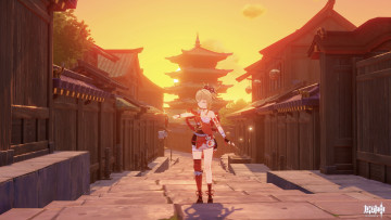 Картинка аниме genshin+impact девушка улица