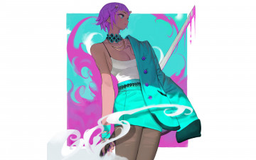 Картинка аниме оружие +техника +технологии девушка пальто