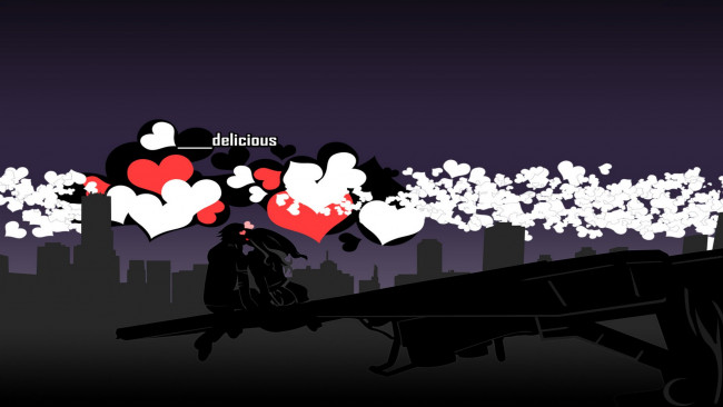 Обои картинки фото аниме, air gear, пара, город, сердечки