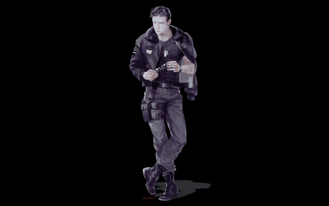 Обои картинки фото аниме, unknown,  другое , парень, куртка, очки