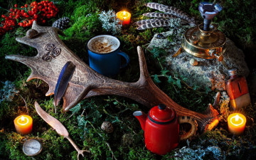 Картинка еда натюрморт свечи кофе фляжка