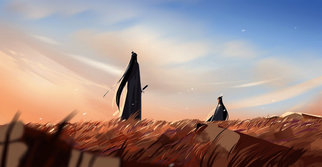 Обои картинки фото аниме, mo dao zu shi, лань, сичэнь, ванцзи, поле