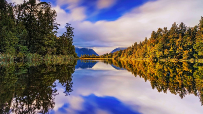 Обои картинки фото lake matheson, southern alps, new zealand, природа, реки, озера, lake, matheson, southern, alps, new, zealand