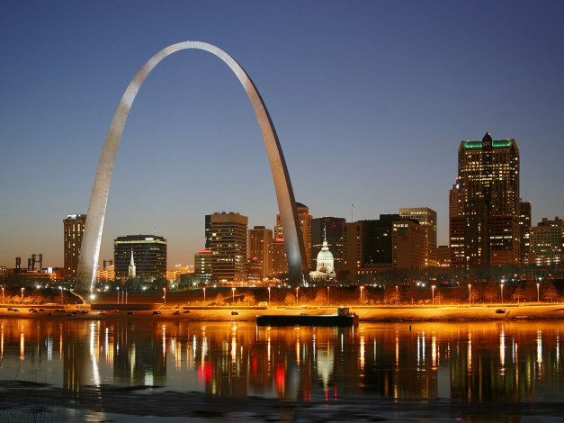 Обои картинки фото города, огни, ночного, saint louis