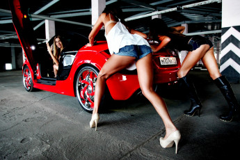 Картинка автомобили авто девушками девушка