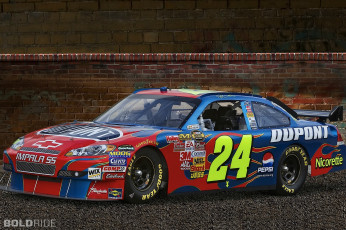 Картинка автомобили chevrolet облака лето лес река nascar